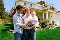 Happy Family of Three at Home