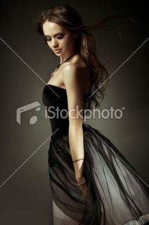 Beautiful woman in black dress